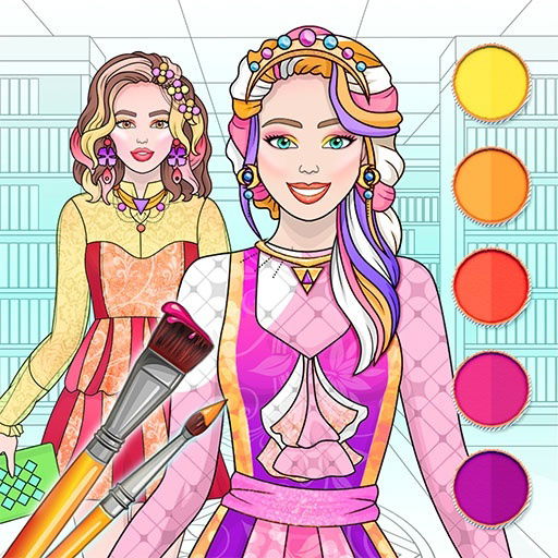 college girl coloring dress up